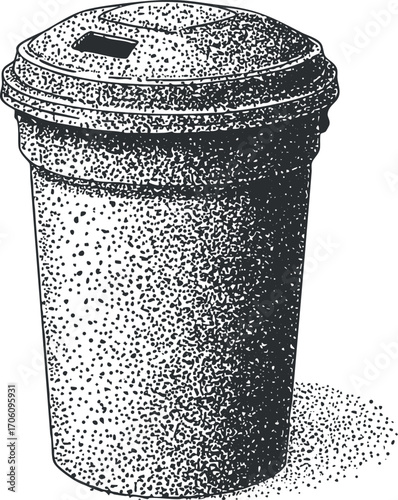 Illustration of a trash bin designed for waste disposal in urban environments.