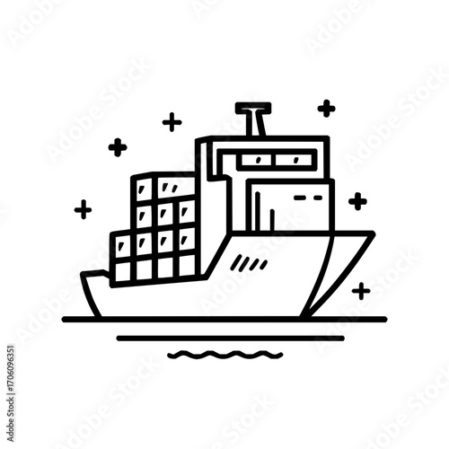 Cargo ship shipping containers vector illustration for logistics and transportation design needs now