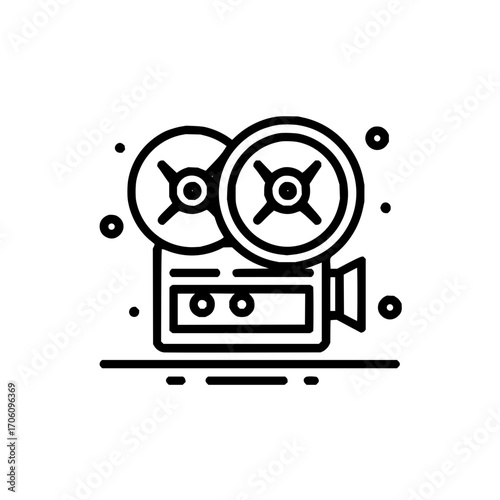 Vintage movie camera icon vector illustration for film production and cinema industry design assets and graphics