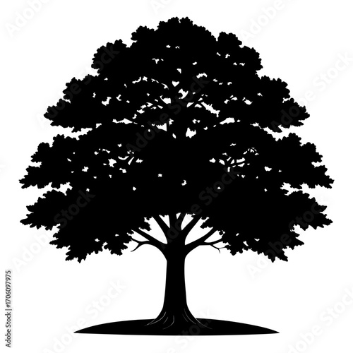 Une conception d'art floral avec une silhouette de forêt la nuit, un symbole de la nature sur une feuille de printemps