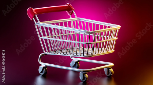 An empty shopping cart for online sales.