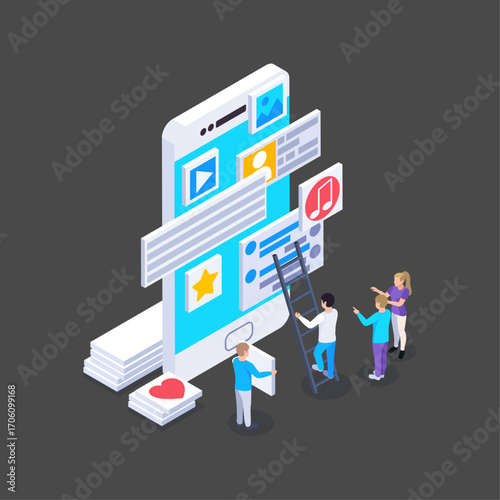 Collaborative mobile app development and user interface design concept