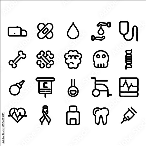 Modern medical icons set for health and wellness design projects