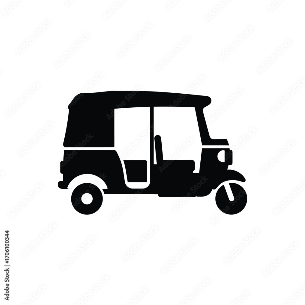 Fototapeta premium Auto rickshaw silhouette illustration for urban transport on a white background. EPS 10.