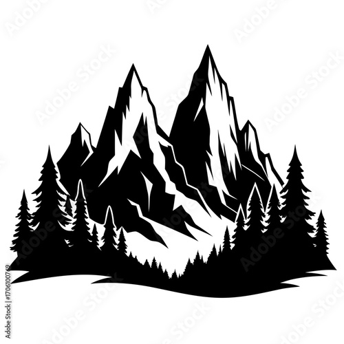 Noël paysage hivernal avec une forêt de pins et sapins enneigés sous