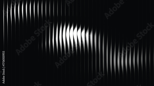 Monochrome ribbed glass background. abstract light and shadow play. reeded texture background.