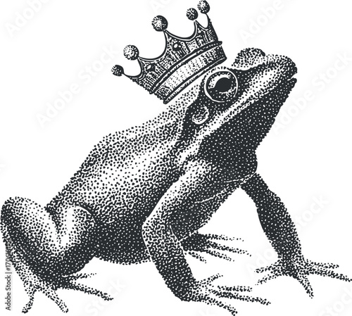 A whimsical illustration of a frog wearing a crown, symbolizing royalty and fun.