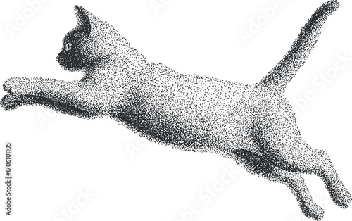 A playful illustration of a jumping cat in mid-air showcasing its agility and energy.