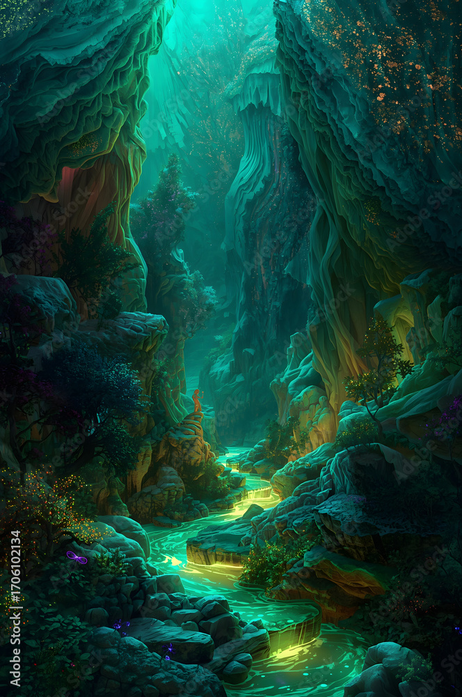 Obraz premium Illustration underwater scene with coral reef