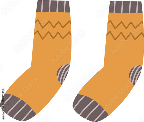 Brown and Orange Cute Two Pair of Socks