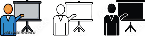 Presentation Board with Three Design Versions, Presentation Stand with Human Figure