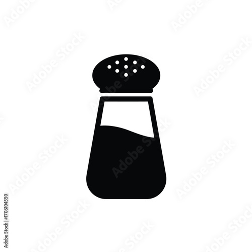 Salt shaker silhouette icon representing seasoning and kitchenware on a white background. EPS 10.