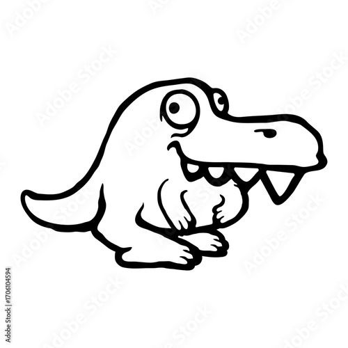 Weird Dino Funny Little Dinosaur long Mouth Cartoon