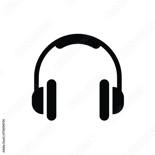 Over-ear headphones silhouette icon for music and audio content on a white background. EPS 10.
