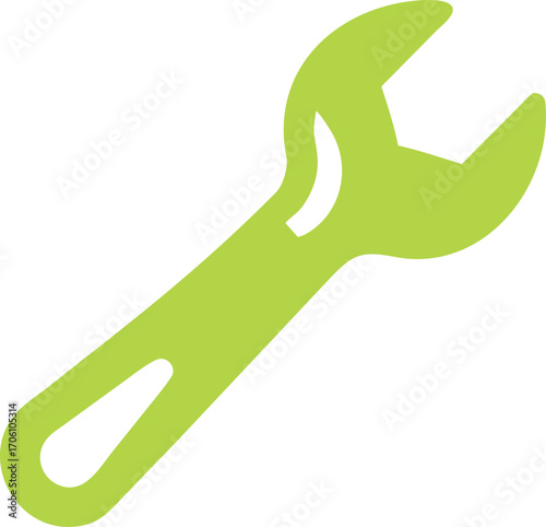 Green Silhouette of a Wrench Tool on a White Background mechanic repair