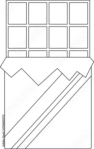 Chocolate Bar Outline Icon Illustration on Transparent Background