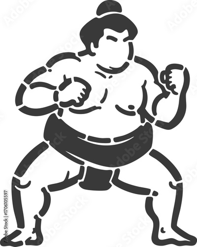sumo wrestler cartoon vector illustration