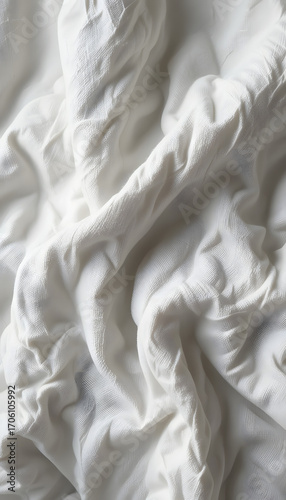 wrinkled white cotton fabric.