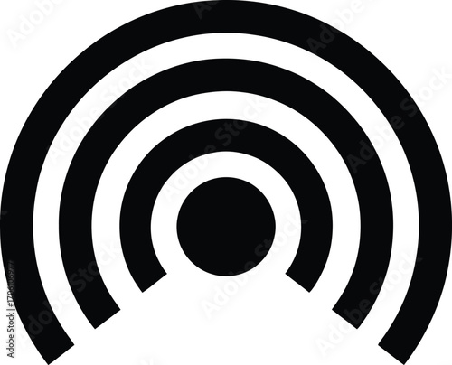Abstract concentric arcs signal silhouette