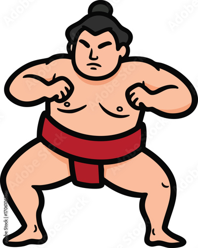sumo wrestler cartoon vector illustration