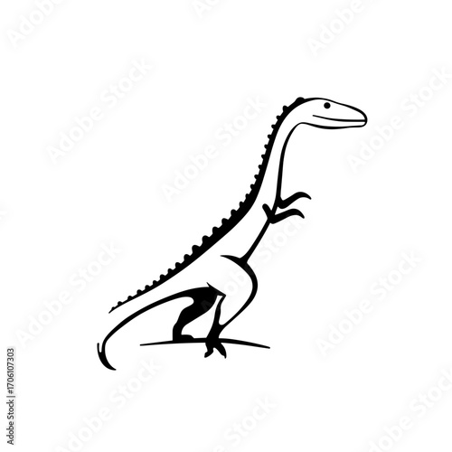 Baryonyx. Baryonyx simple black and white line art vector logo