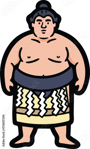 sumo wrestler cartoon vector illustration