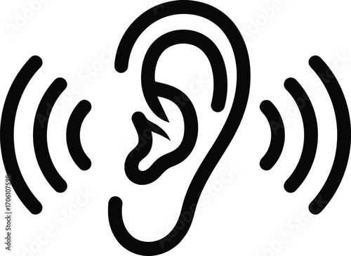 Ear silhouette with sound waves