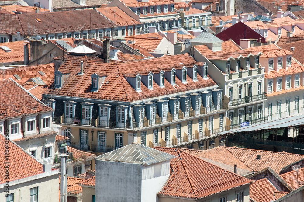 Obraz premium View of Baixa District Architecture in Lisbon, Portugal 