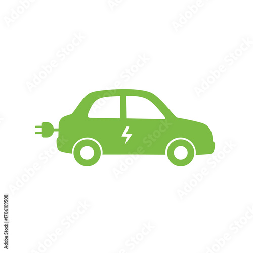 Electric car charging with power plug and lightning symbol on a white background. EPS 10.