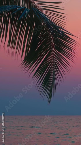 Tropical beach with coconut palm tree and ocean. Summer vacation in tropical paradise concept 4K