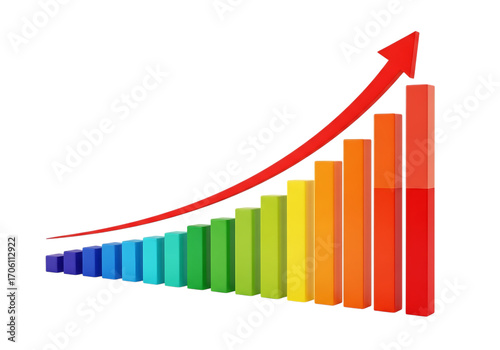 Colorful bar chart with upward trend arrow isolated on transparent background Free Download Colorful bar chart with upward trend arrow isolated on transparent background - GFXLoad