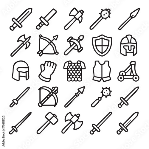 Medieval Weapons and Armor Icons.