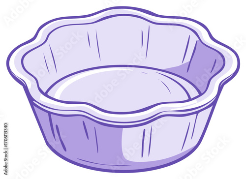 Empty purple fluted tart pan with crimped edges