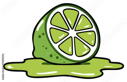 Vibrant Juicy Sliced Lime Illustration Oozing Refreshing Green Citrus Liquid