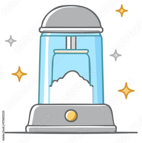 Futuristic food processor or 3D food printer icon with sparkling effect