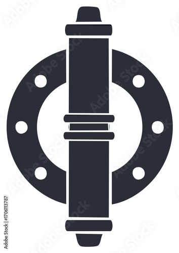 Industrial pipe fitting symbol isolated. Mechanical plumbing concept, design element.