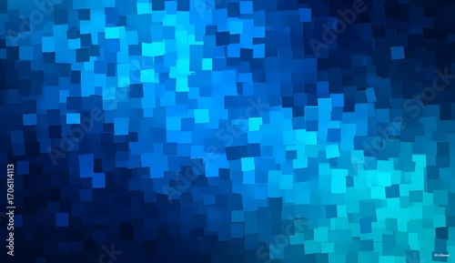 Pixelated Blue Gradient Background with Square Tiles for Digital Art, Tech Branding, or Graphic Design Use

