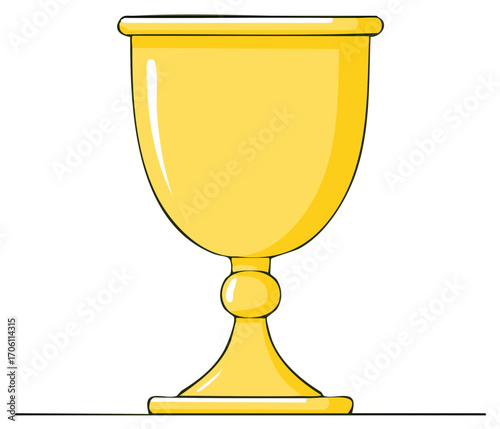 Shiny golden goblet or chalice cartoon vector illustration representing wealth success and victory
