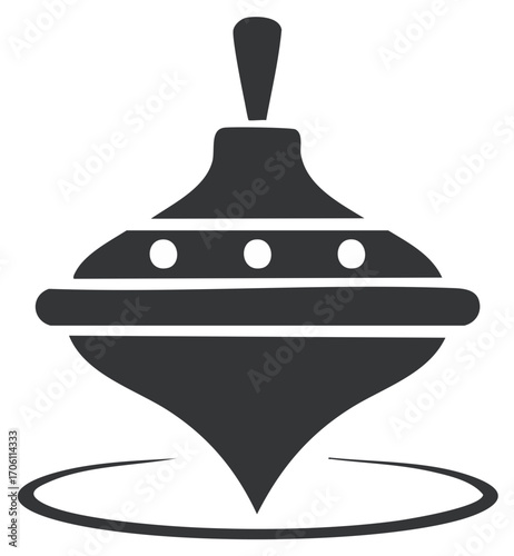 Retro style spinning top toy children's game simple vector icon graphic