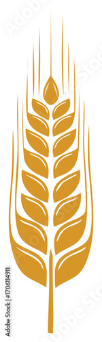 Stylized Golden Wheat Ear Illustration for Agriculture, Harvest, and Healthy Food Concepts