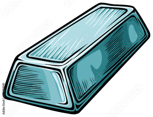 Stylized Silver Bullion Illustration Shiny Precious Metal Investment Concept Wealth Ingot Graphic Treasure Design