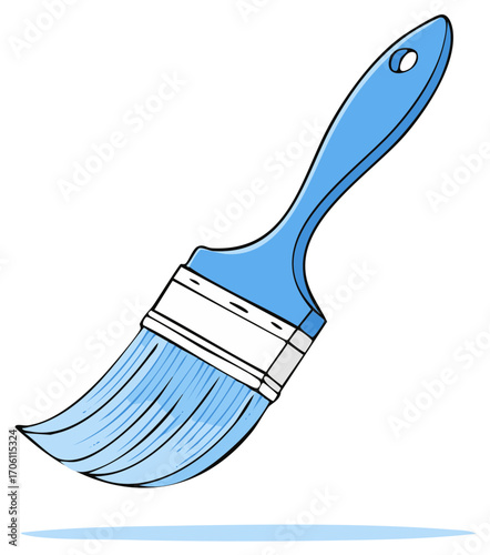 Blue paintbrush painting a colorful stroke vector cartoon illustration