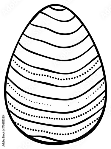 Hand drawn Easter egg with wavy lines and dots design illustration