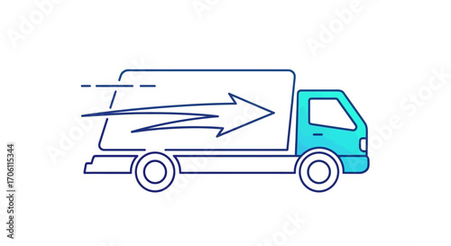 Delivery truck speeds along highway, showcasing fast shipping with motion blur and vibrant colors, conveying efficiency and modern logistics.