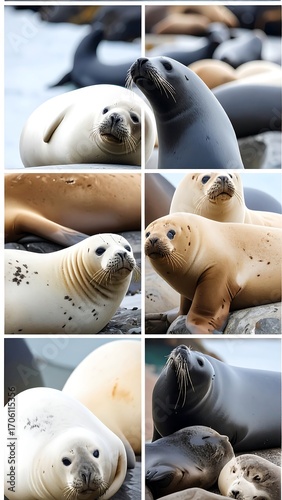 Close-up views of various seals
