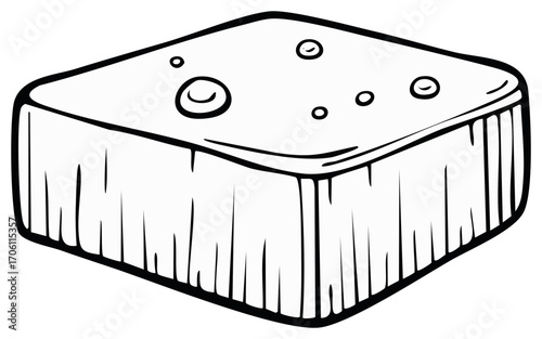 Stylized Drawing of Moon Rock or Sponge: Black and White Contour Illustration