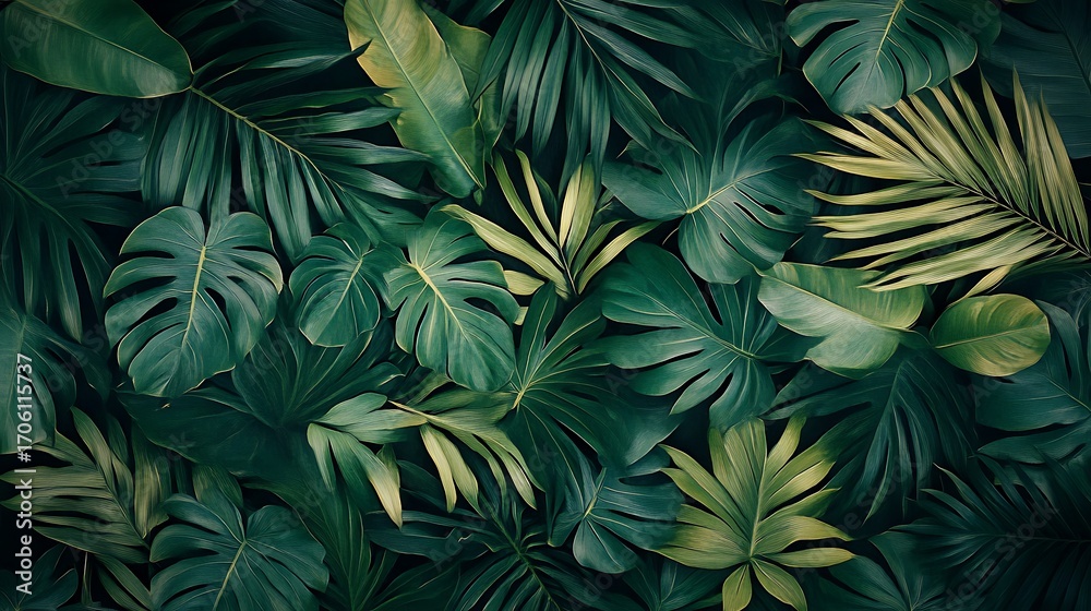 custom made wallpaper toronto digitalVibrant Green Foliage Closeup with Textured Leaves in Natural Light and Detailed Vein-generative ai