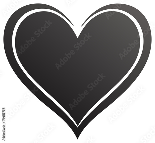 Simple dark heart shape with a white outline and gradient fill on a white background