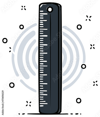 Straightedge Ruler Measuring Instrument for Math, Drafting, and Carpentry Illustration