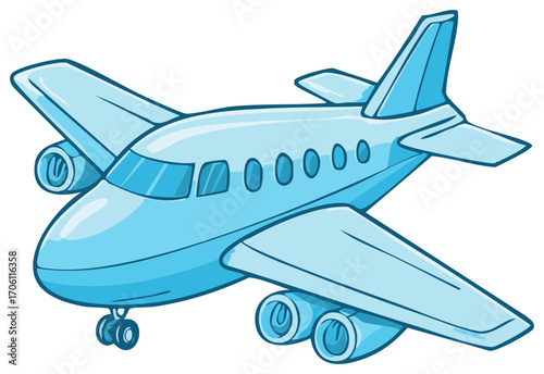Cartoon Aircraft Flying, Airplane Illustration, Plane for Travel and Transportation
